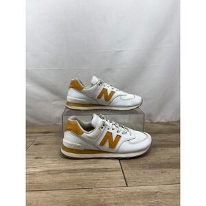 New Balance 574 Sneakers White & Gold Athletic Shoes‎ Casual Everyday